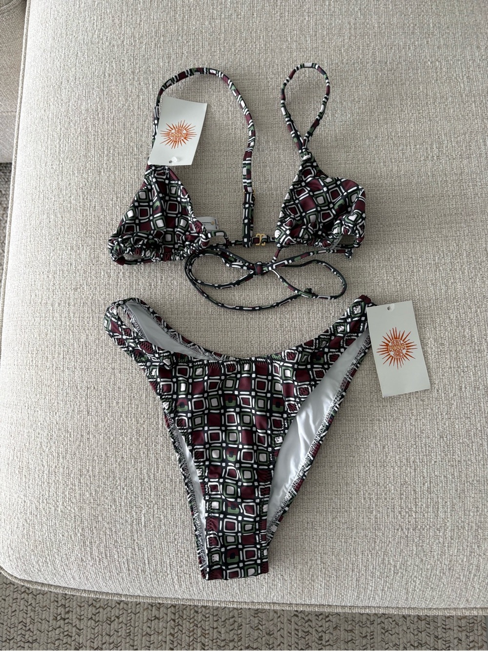 WITH TAGS, NEVER WORN. Heavy Manners Geometric Print Bikini Set